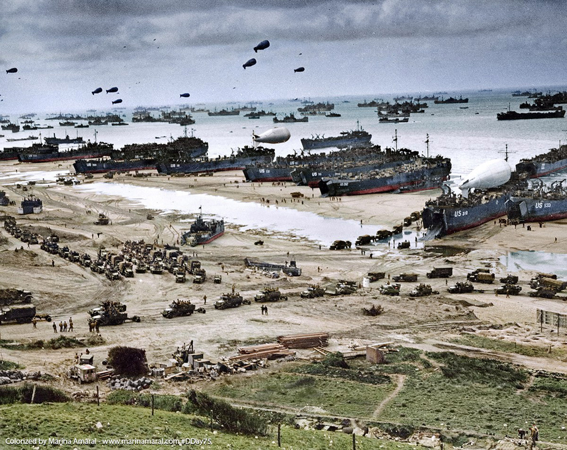D-Day Normandy Beach Operation Overlord Landing Site During World War II on Tuesday, June 6, 1944