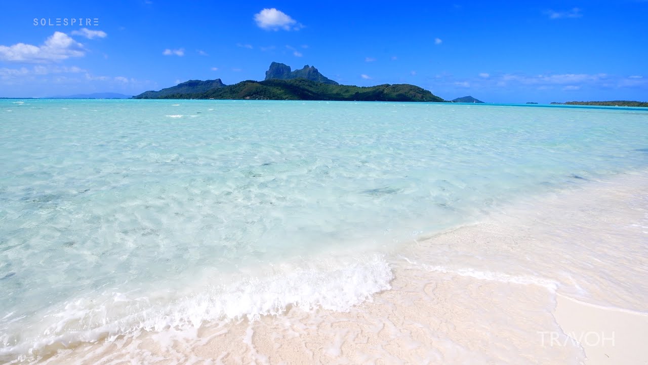 Tropical Lagoon Sea Waves - Motu Tane Island, Bora Bora, French Polynesia - 4K Travel