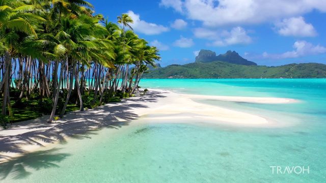 Tropical Paradise, Vibrant Sea, Beach - Motu Tane Island, Bora Bora, French Polynesia - 4K Travel
