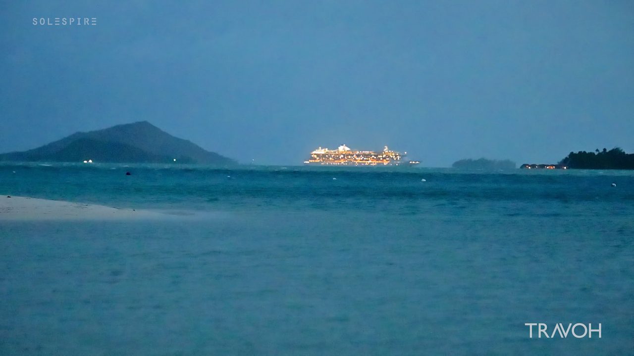 Cruise Ship - Lagoon Voyage by Night - Bora Bora, French Polynesia - 4K Travel Video