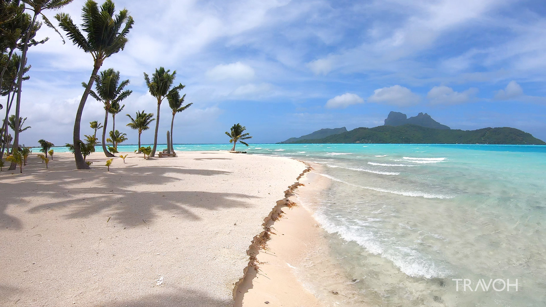 Tropical Island Walk - Ocean Beach Nature - Motu Tane - Bora Bora, French Polynesia - 4K Travel Video