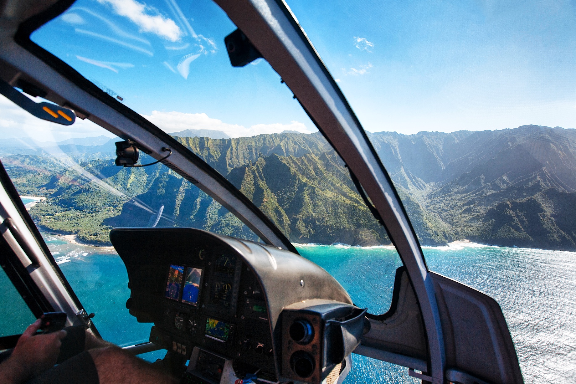 Helicopter Cockpit Scenic Flight - Na Pali Coast - Kauai, Hawaii, United States