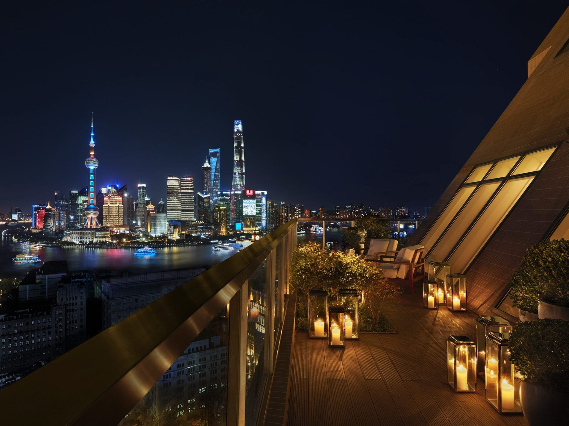 The Shanghai EDITION Hotel - Shanghai, China - Terrace Suite Deck Night View