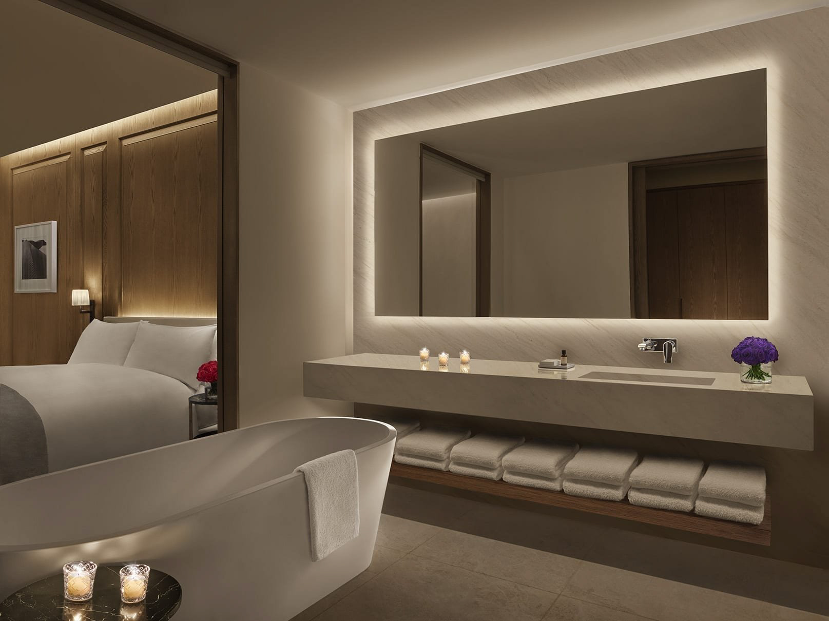 The Abu Dhabi EDITION Hotel – Abu Dhabi, UAE – Guest Bathroom Tub and Vanity