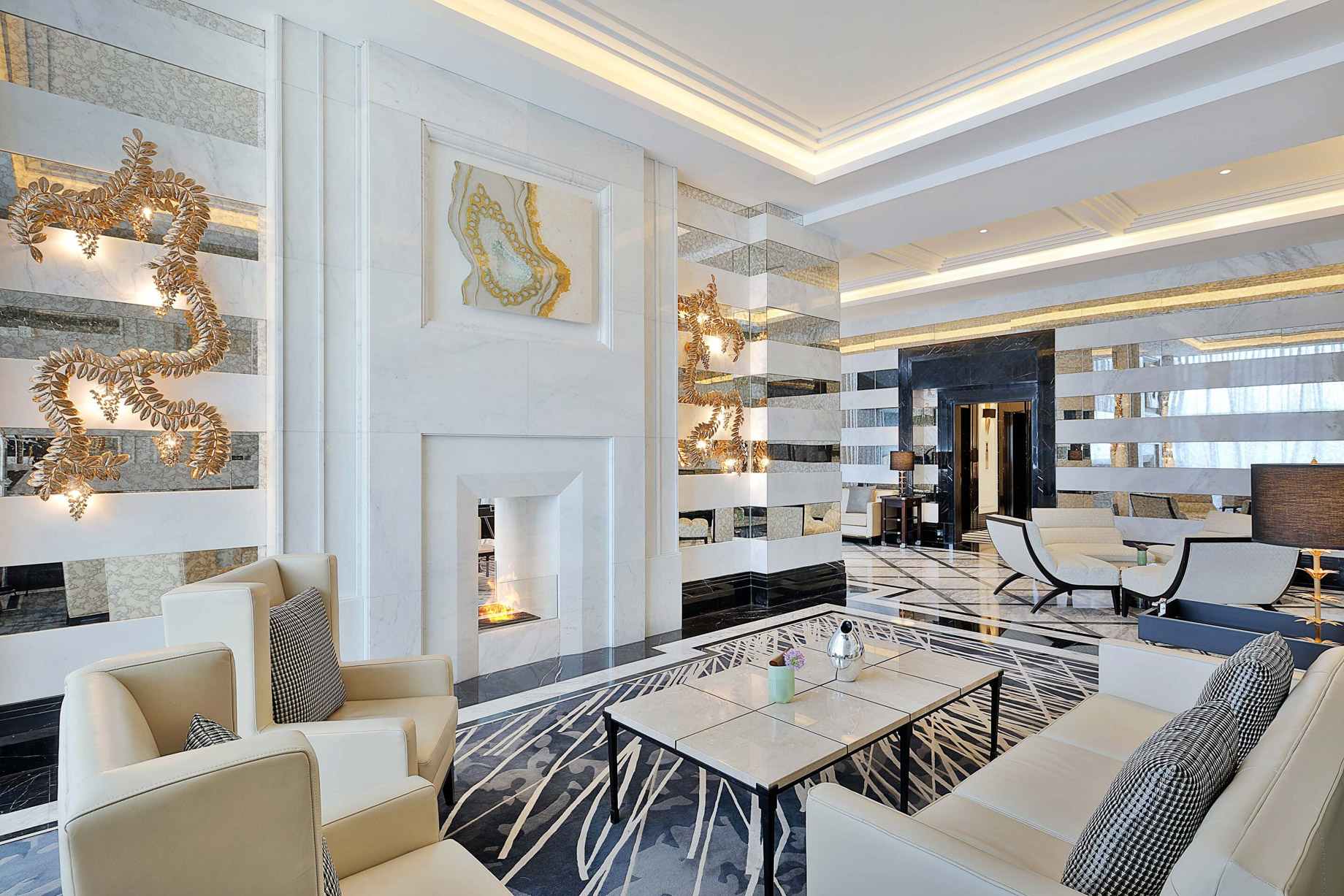 The St. Regis Amman Hotel - Amman, Jordan - Tea Lounge Fireplace