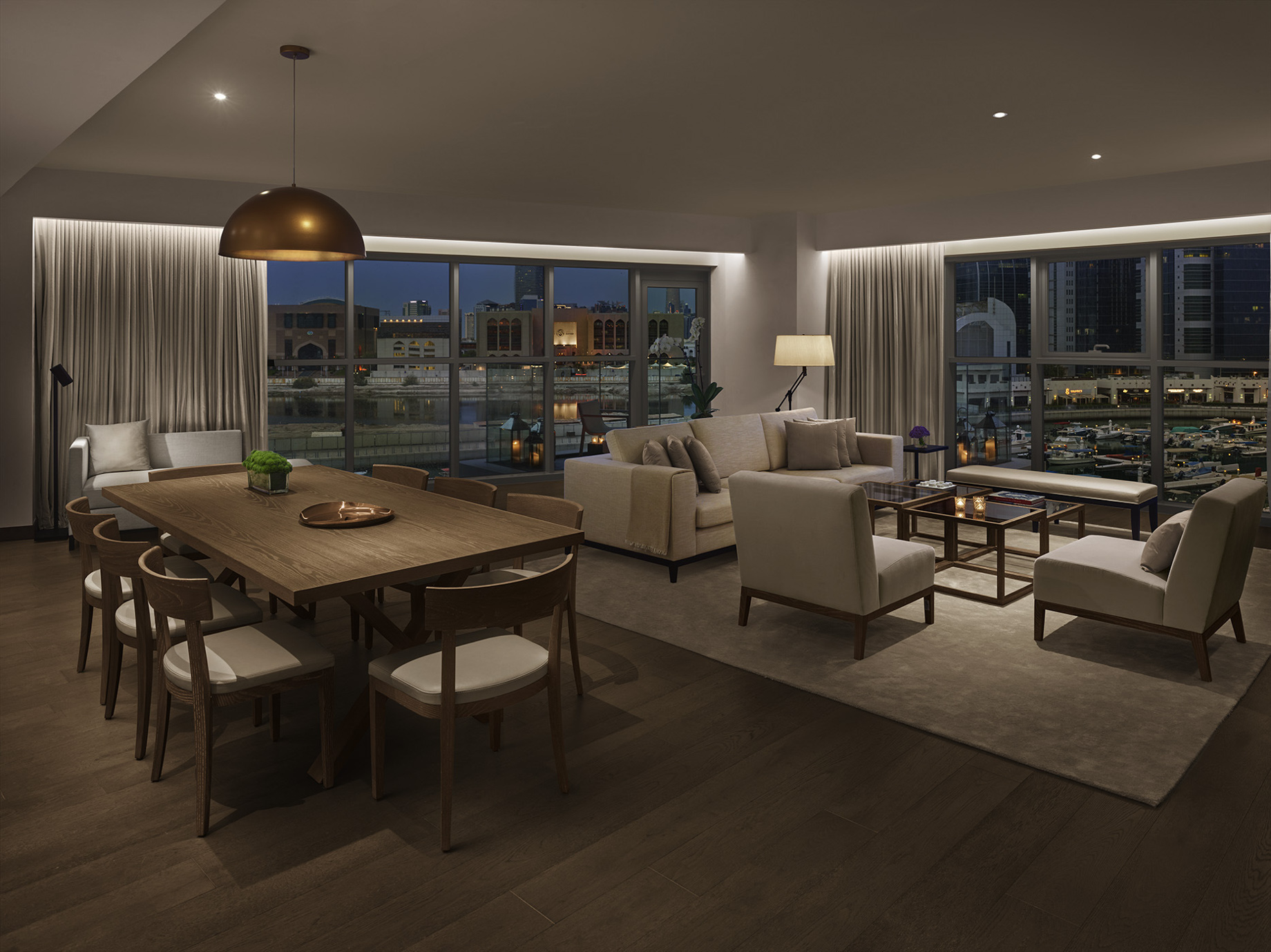 The Abu Dhabi EDITION Hotel – Abu Dhabi, UAE – Apartment Living Room Night