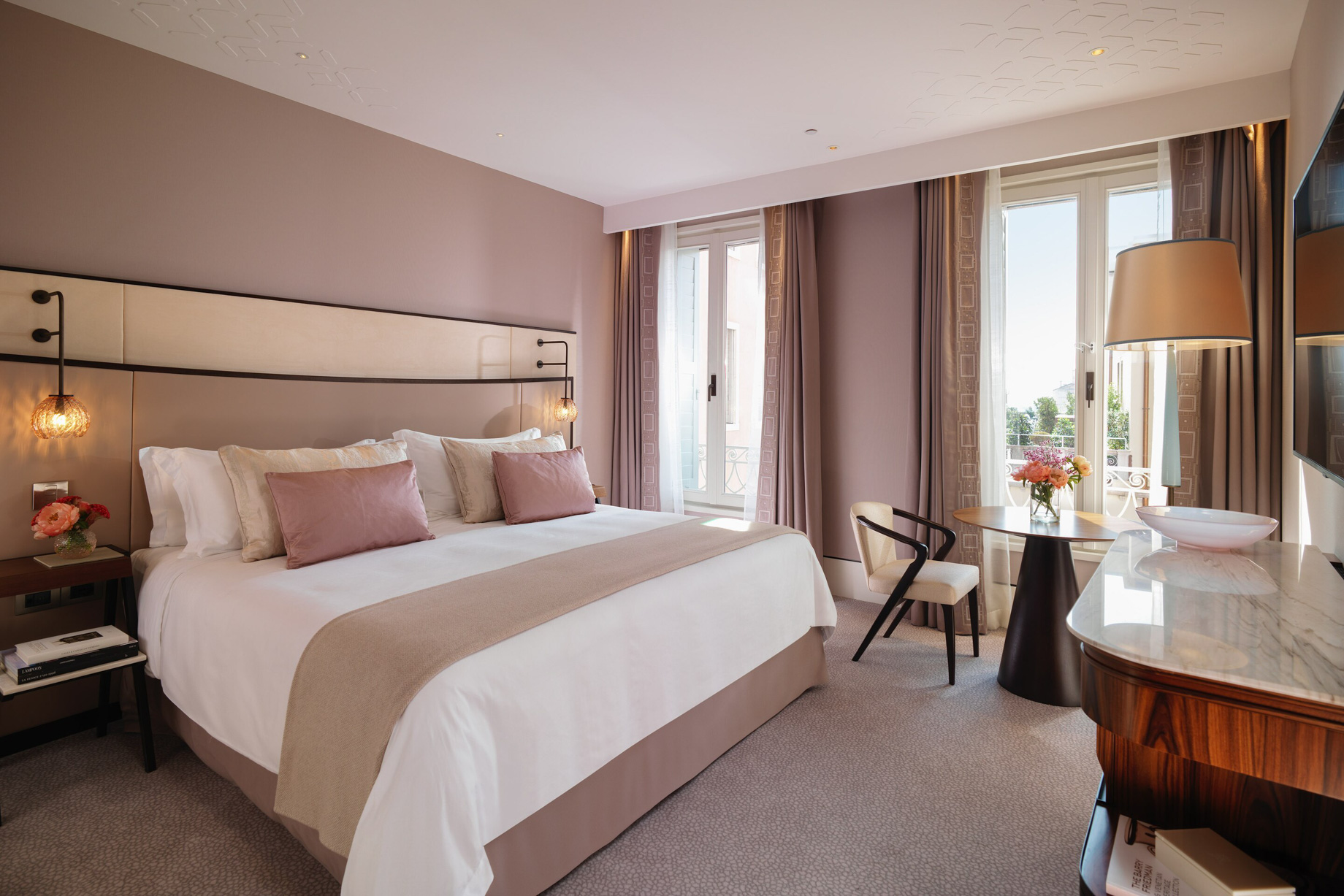 The St. Regis Venice Hotel - Venice, Italy - Canal Side View Bedroom Bed