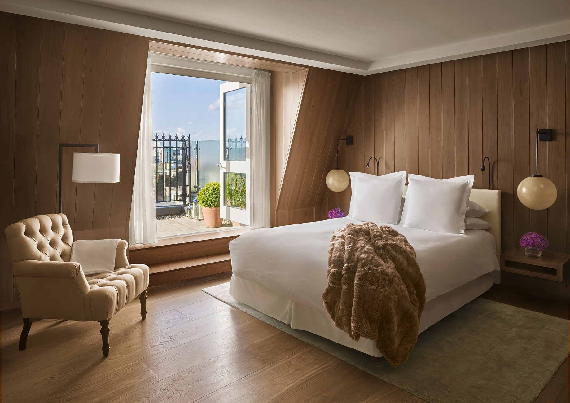 The London EDITION Hotel - London, United Kingdom - Guest Bedroom and Terrace