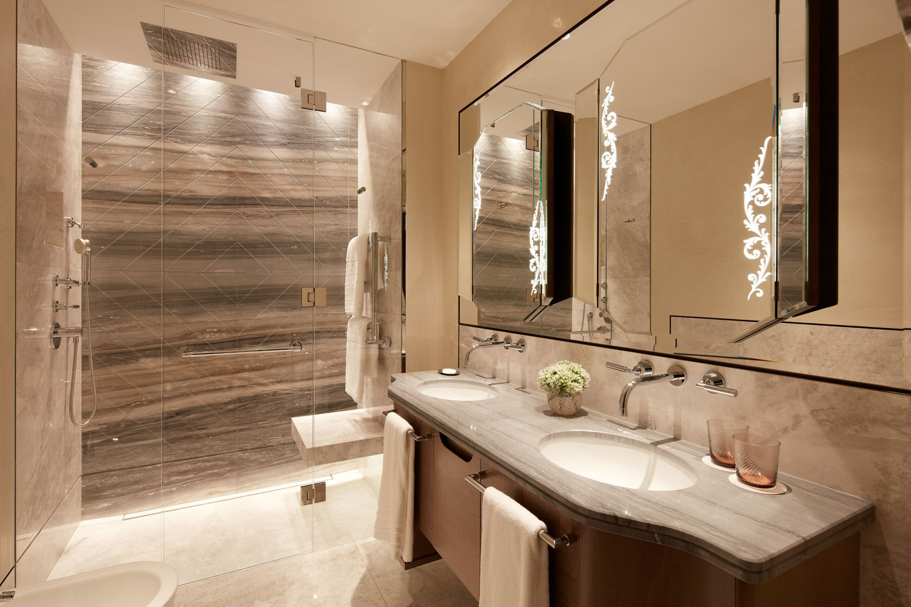 The St. Regis Venice Hotel – Venice, Italy – Guest Bathroom Vanity and Shower