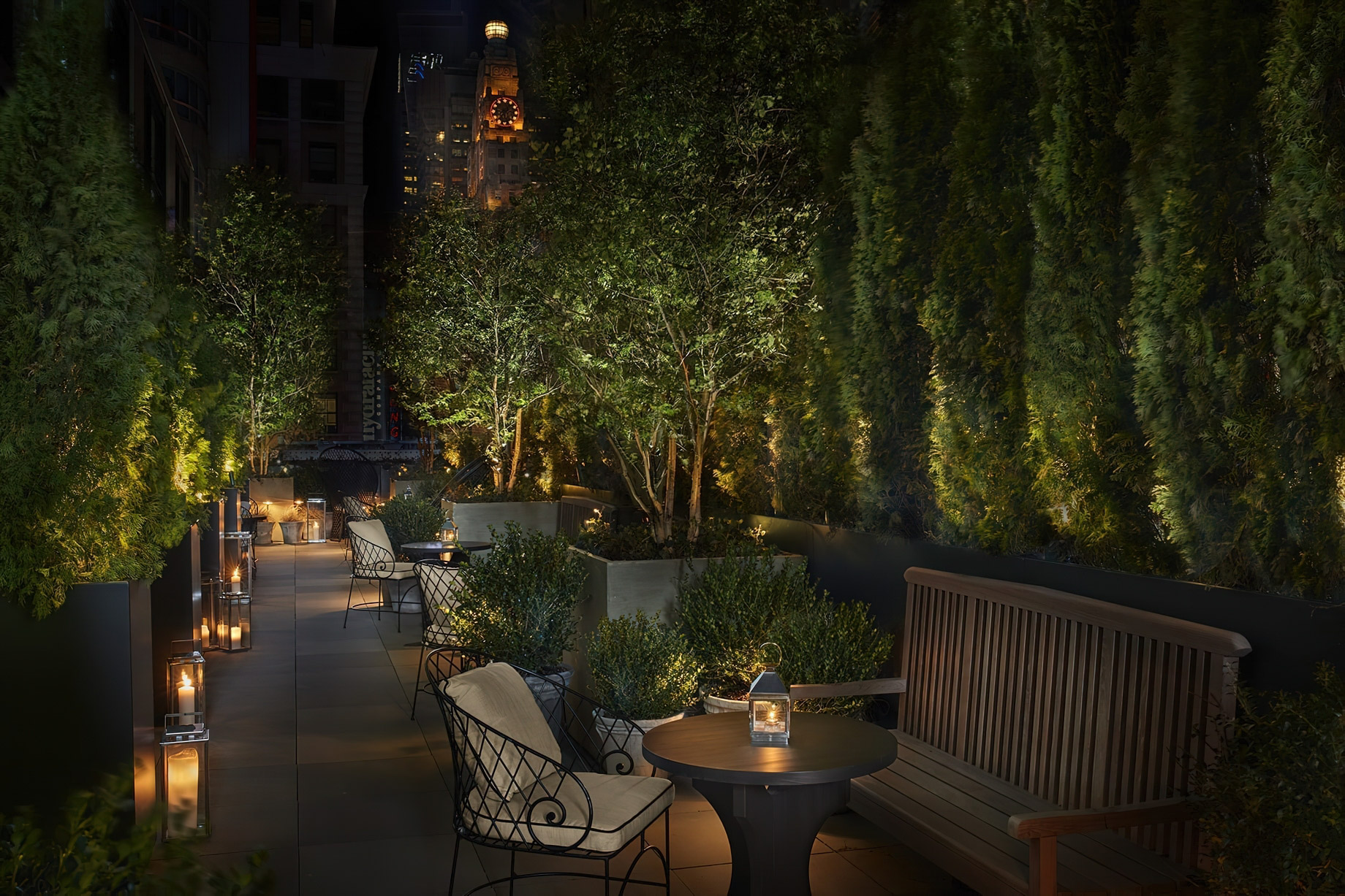 The Times Square EDITION Hotel – New York, NY, USA – Outdoor Gardens Terrace at Night