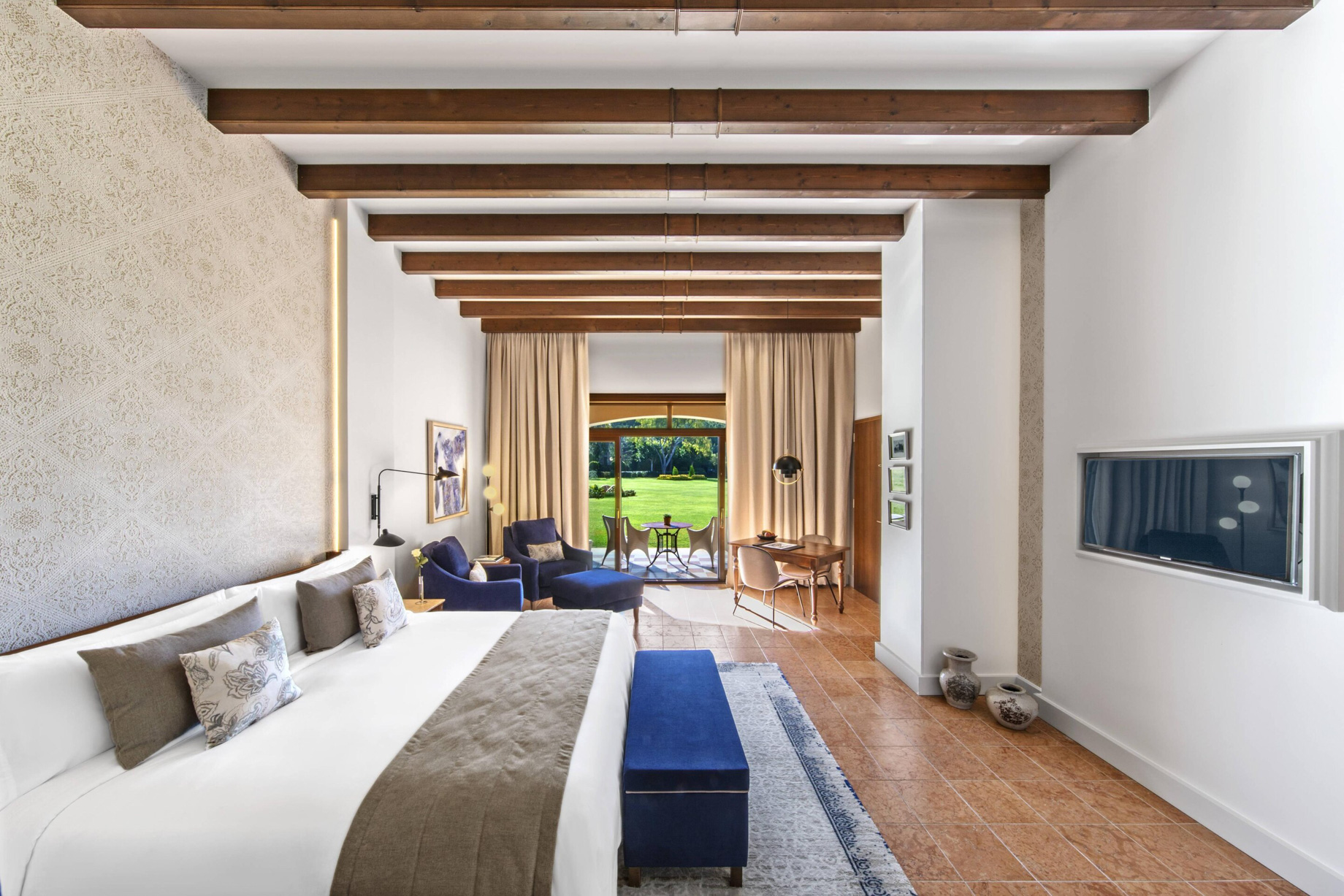 The St. Regis Mardavall Mallorca Resort – Palma de Mallorca, Spain – Junior Suite Bedroom Garden Access