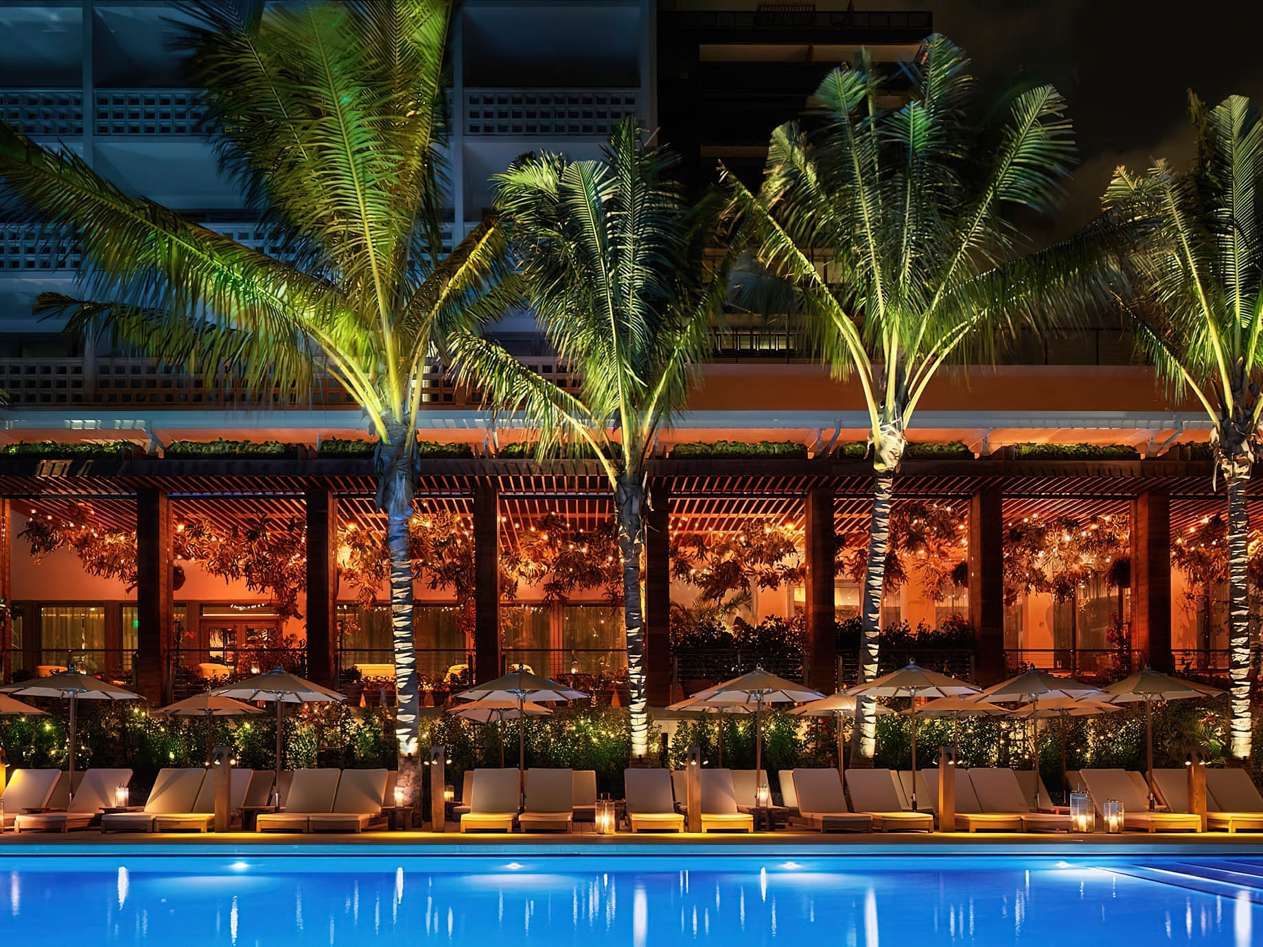 The Miami Beach EDITION Hotel – Miami Beach, FL, USA – Matador Pool Terrace at Night