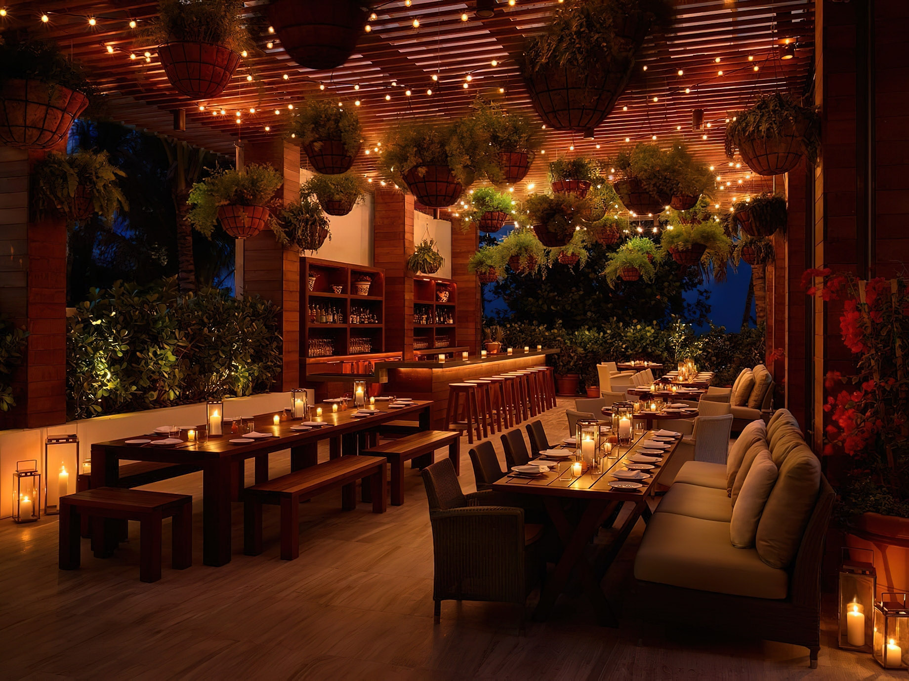The Miami Beach EDITION Hotel – Miami Beach, FL, USA – Matador Terrace Bar at Night