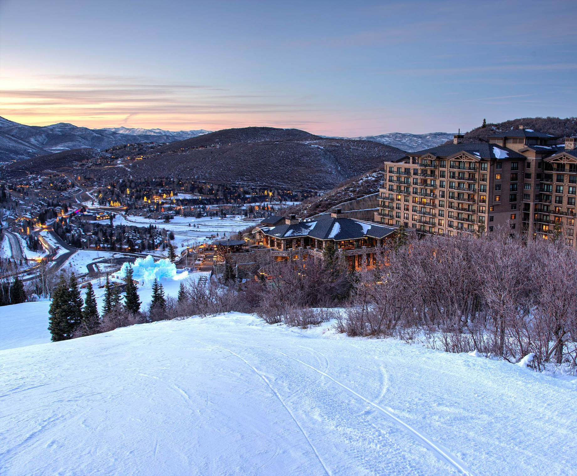 The St. Regis Deer Valley Resort – Park City, UT, USA – Resort Winter Ski Hill View