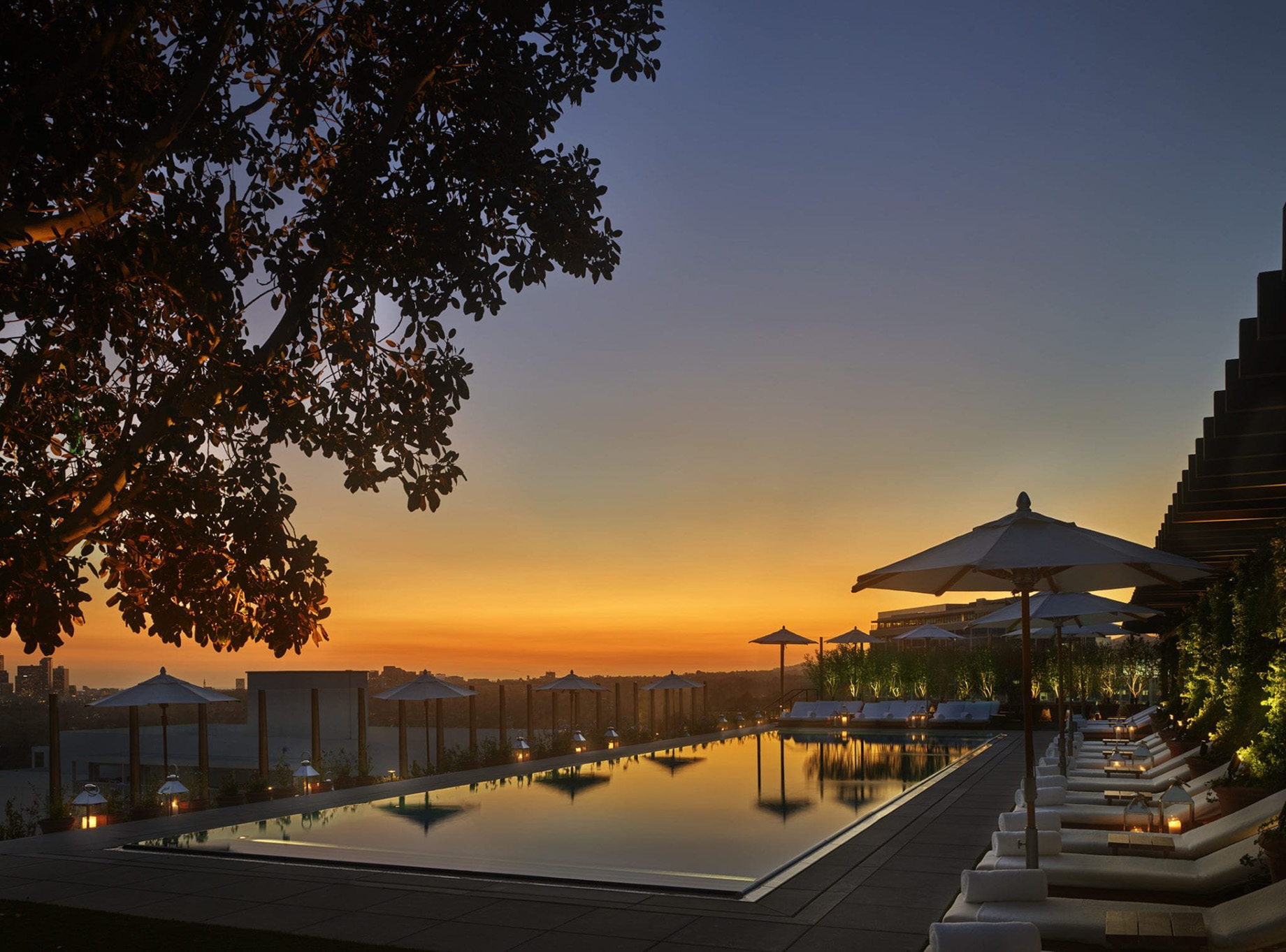 The West Hollywood EDITION Hotel - West Hollywood, CA, USA - Pool Deck Sunset