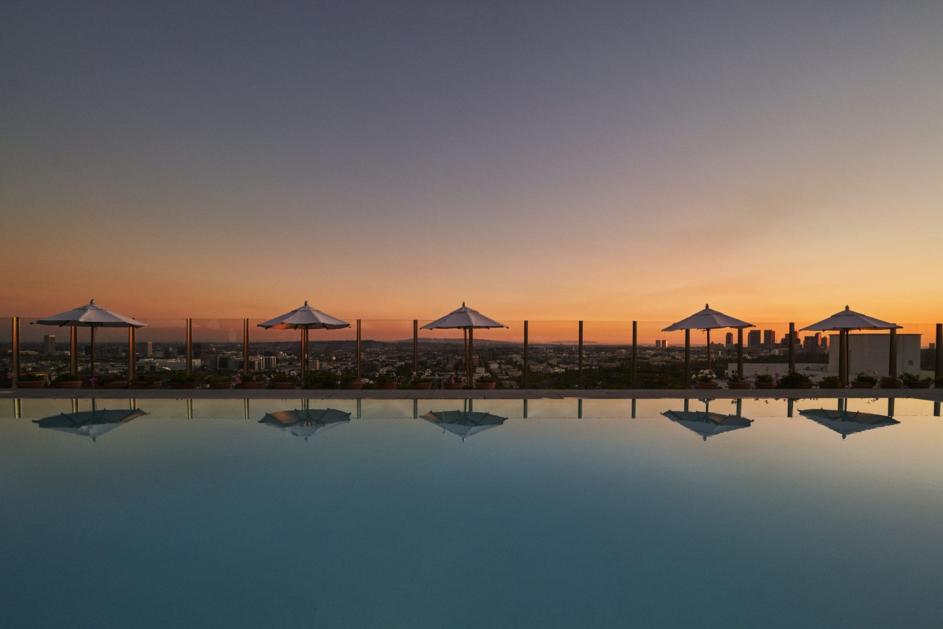The West Hollywood EDITION Hotel - West Hollywood, CA, USA - Pool Sunset City View