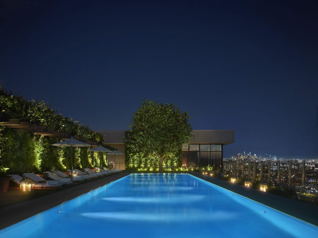 The West Hollywood EDITION Hotel - West Hollywood, CA, USA - Rooftop Pool Night