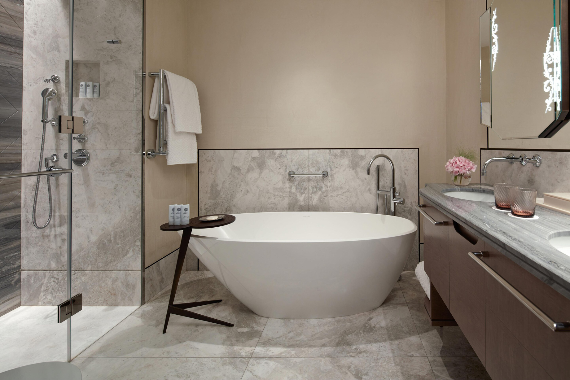 The St. Regis Venice Hotel – Venice, Italy – Suite Bathroom Shower Tub and Vanity