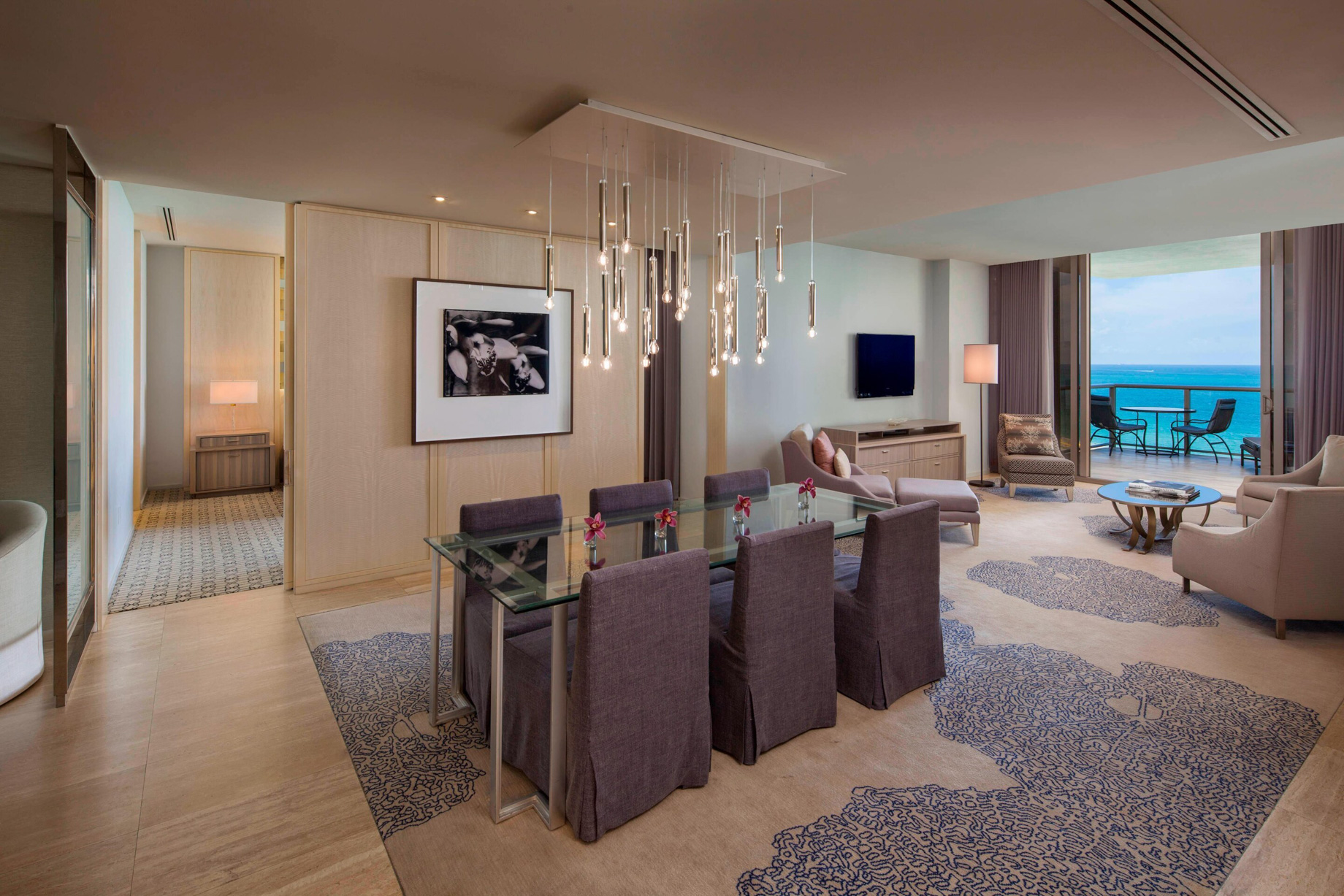 The St. Regis Bal Harbour Resort – Miami Beach, FL, USA – Atlantic Oceanfront Suite Living and Dining Room