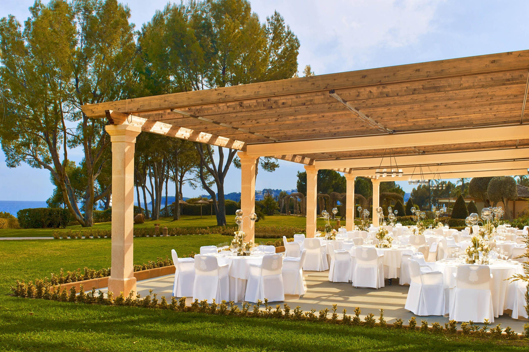 The St. Regis Mardavall Mallorca Resort – Palma de Mallorca, Spain – Ponent Terrace White Tables