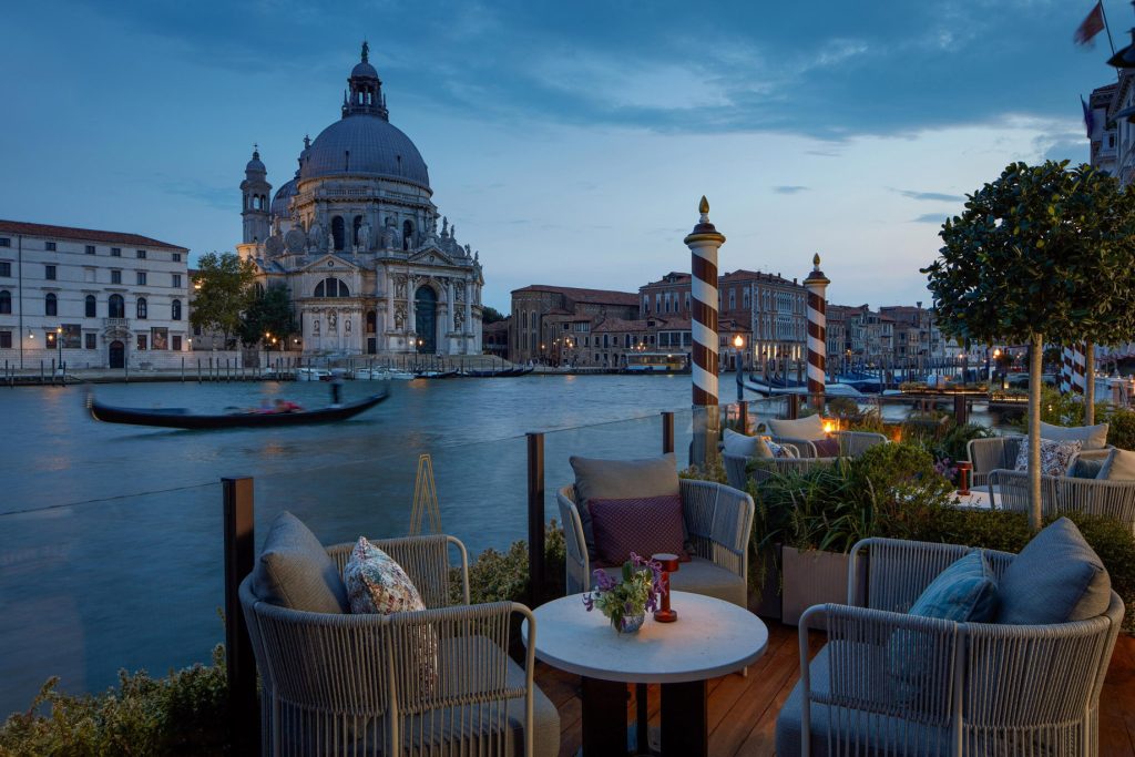 The St. Regis Venice Hotel - Venice, Italy - Arts Bar Outdoor Terrace Evening Canal View