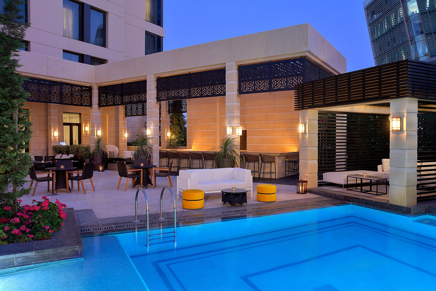 The St. Regis Amman Hotel – Amman, Jordan – Outdoor Pool Deck Night