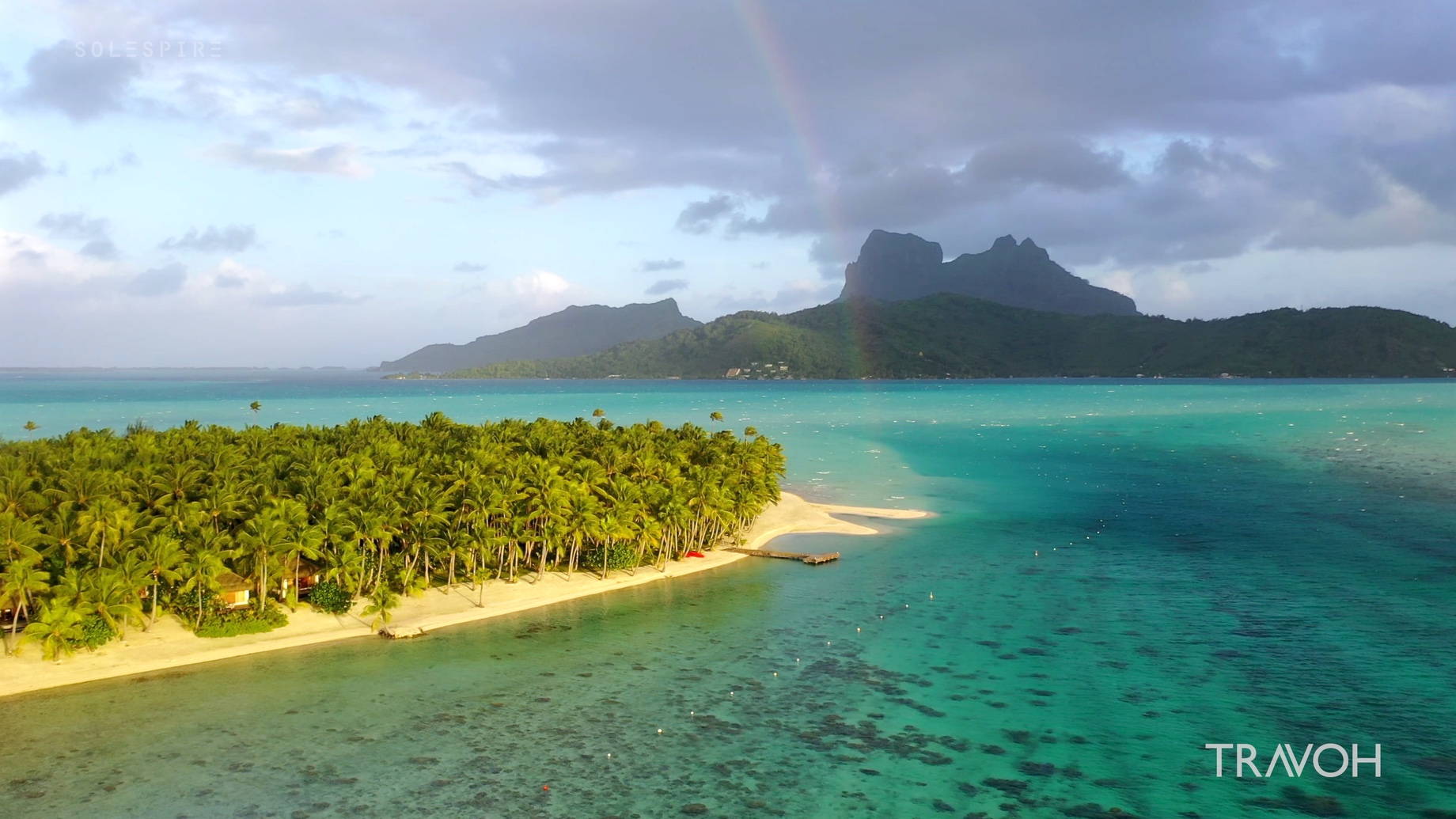 Peaceful South Pacific Drone Views - Motu Tane Island - Bora Bora, French Polynesia - 4K Travel Video