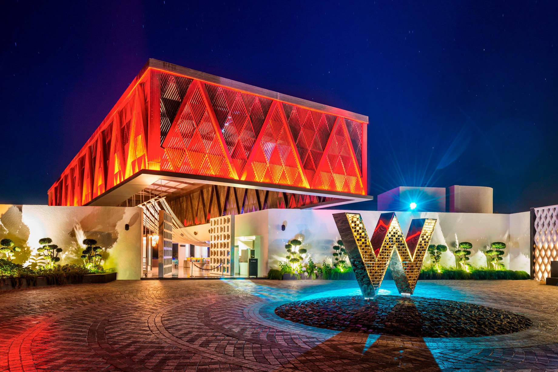 W Goa Vagator Beach Resort - Goa, India - Front Entrance Porte Cochere Night