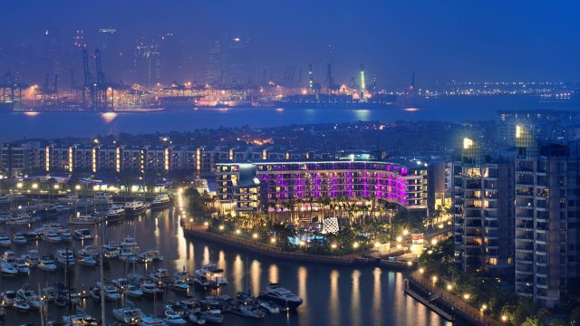 W Singapore Sentosa Cove Hotel - Singapore - Aerial View Night