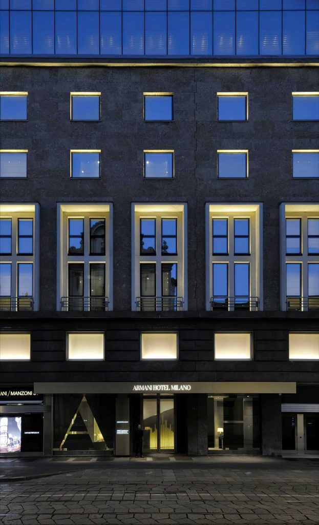 Armani Hotel Milano - Milan, Italy - Front Entrance Exterior at Night