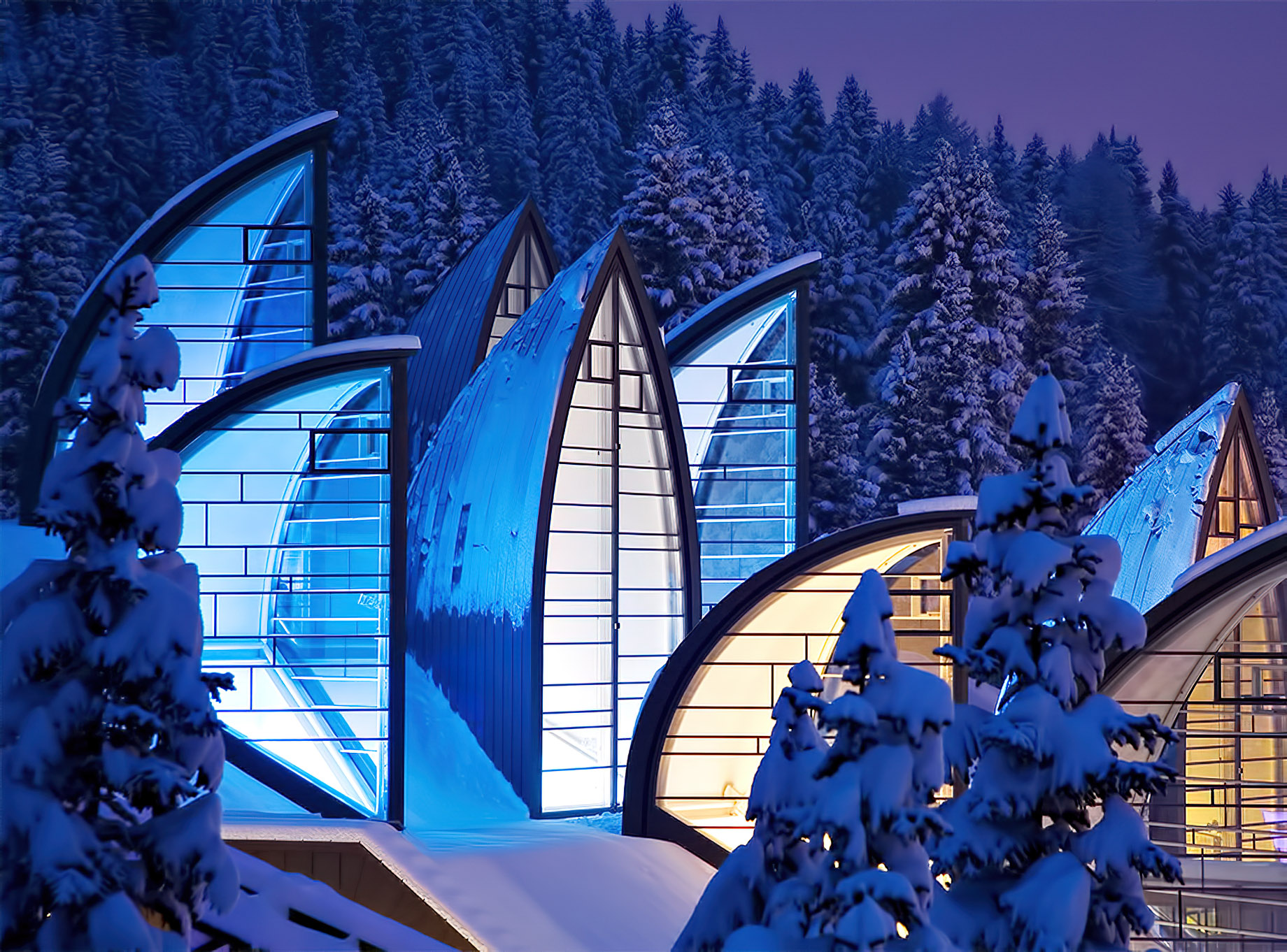 Tschuggen Grand Hotel – Arosa, Switzerland – Winter Neon Night