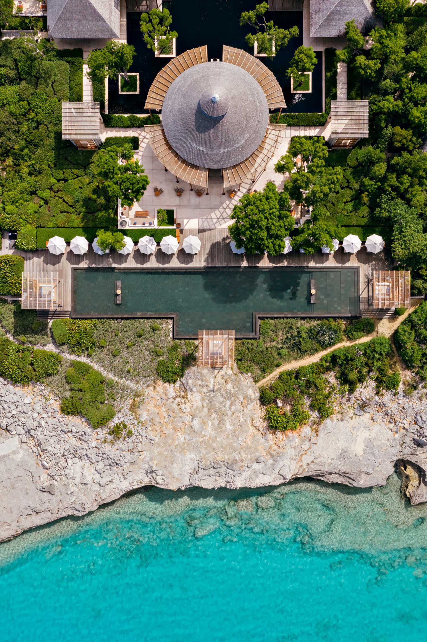 Amanyara Resort – Providenciales, Turks and Caicos Islands – Main Pavilion Overhead Aerial