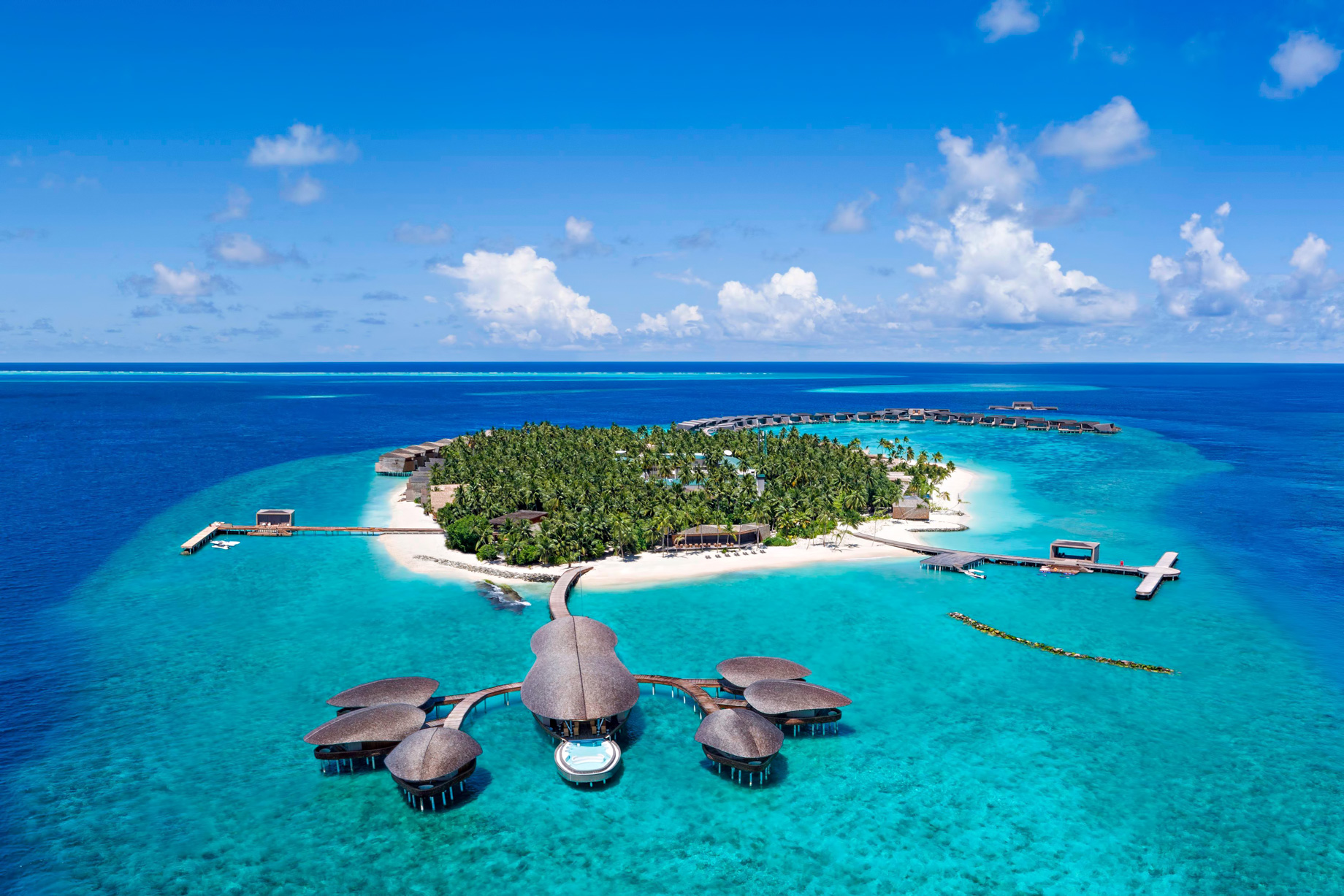 The St. Regis Maldives Vommuli Resort – Dhaalu Atoll, Maldives – Aerial Vommuli Island