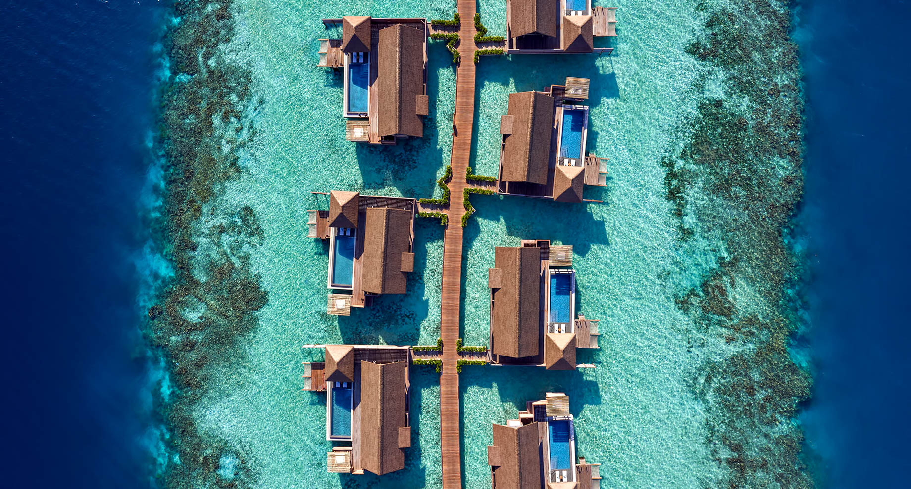 Waldorf Astoria Maldives Ithaafushi Resort – Ithaafushi Island, Maldives – Overwater Bungalows Aerial