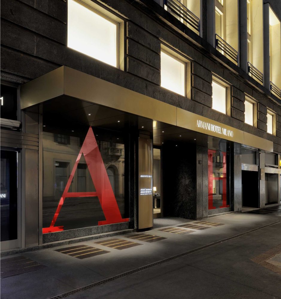Armani Hotel Milano - Milan, Italy - Night Front Entrance Red A