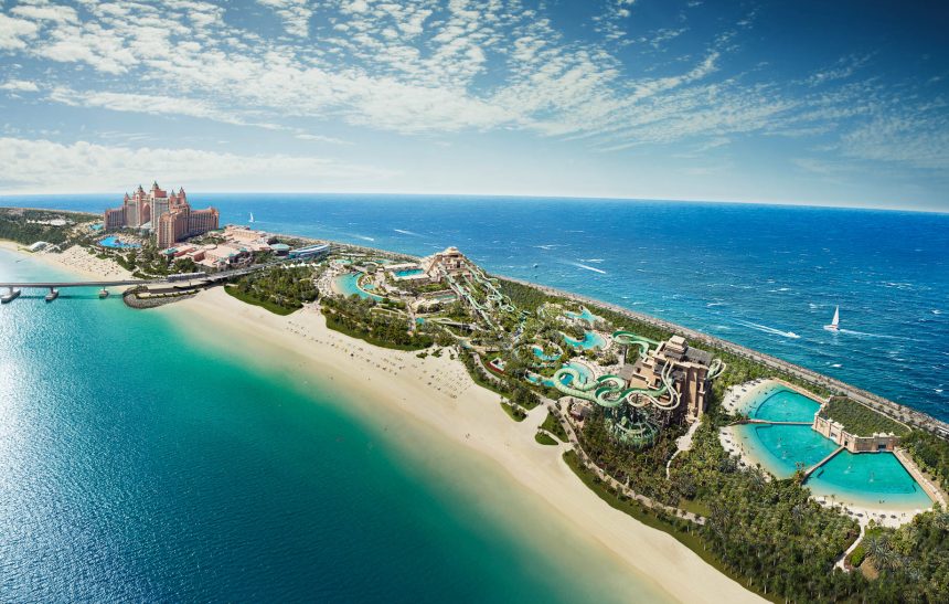 Atlantis The Palm Resort - Crescent Rd, Dubai, UAE - Aquaventure Waterpark Aerial
