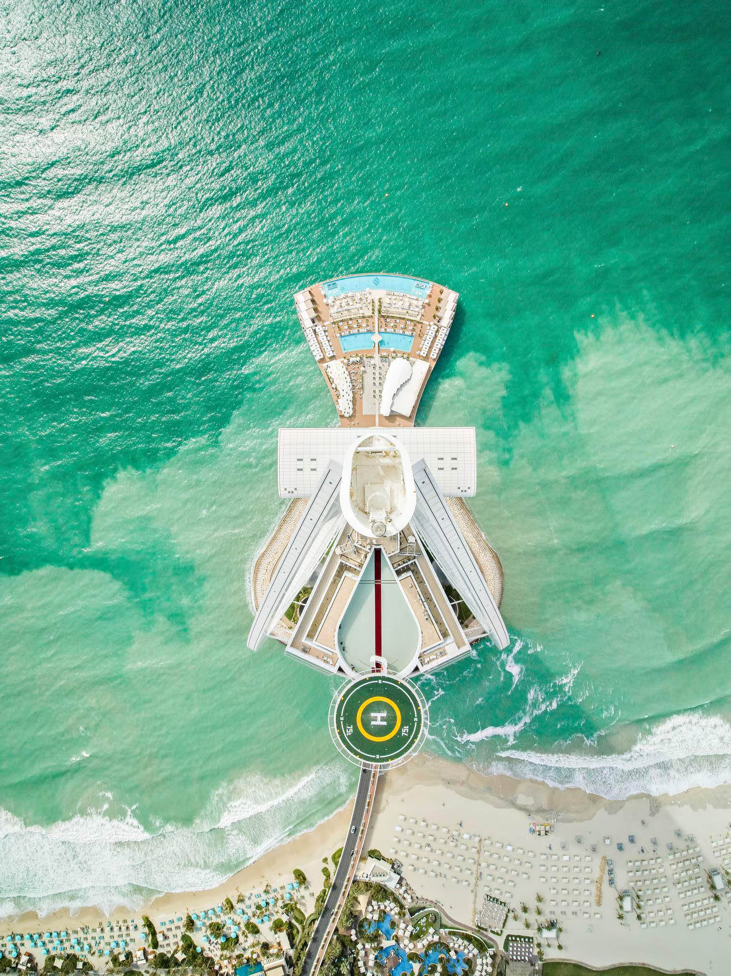 Burj Al Arab Jumeirah Hotel - Dubai, UAE - Tower Overhead View