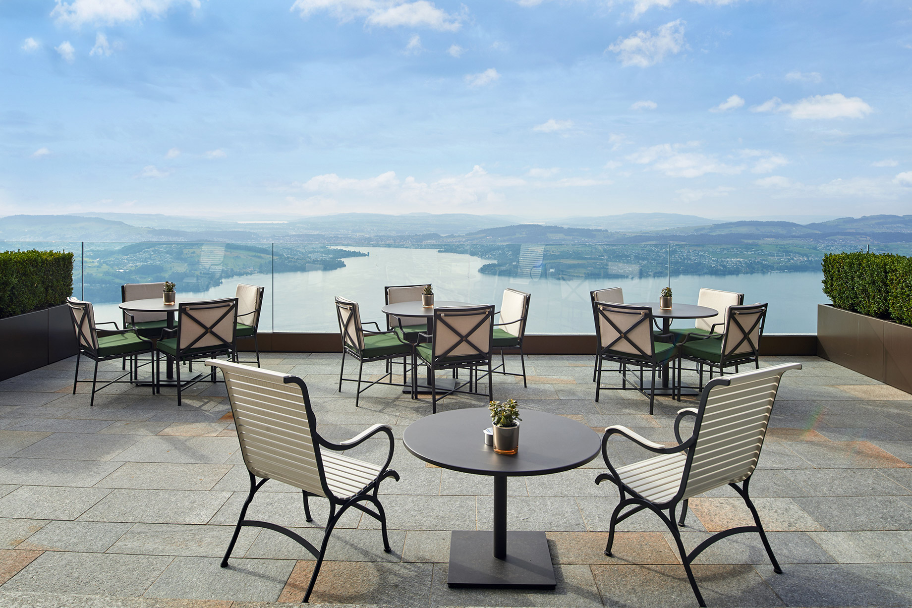 Palace Hotel – Burgenstock Hotels & Resort – Obburgen, Switzerland – Terrace Lake Lucerne View
