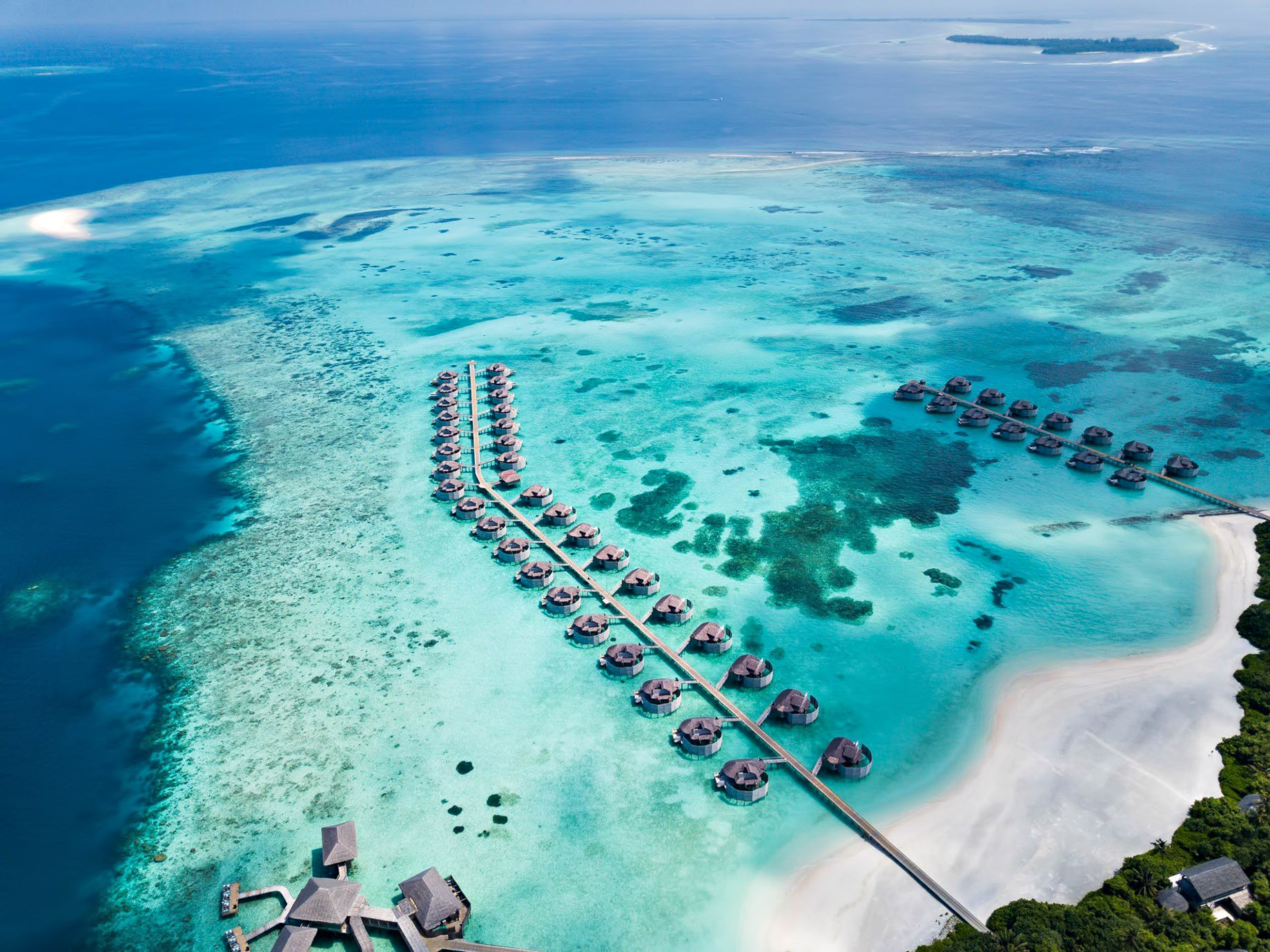 Six Senses Laamu Resort – Laamu Atoll, Maldives – Overwater Villa Aerial