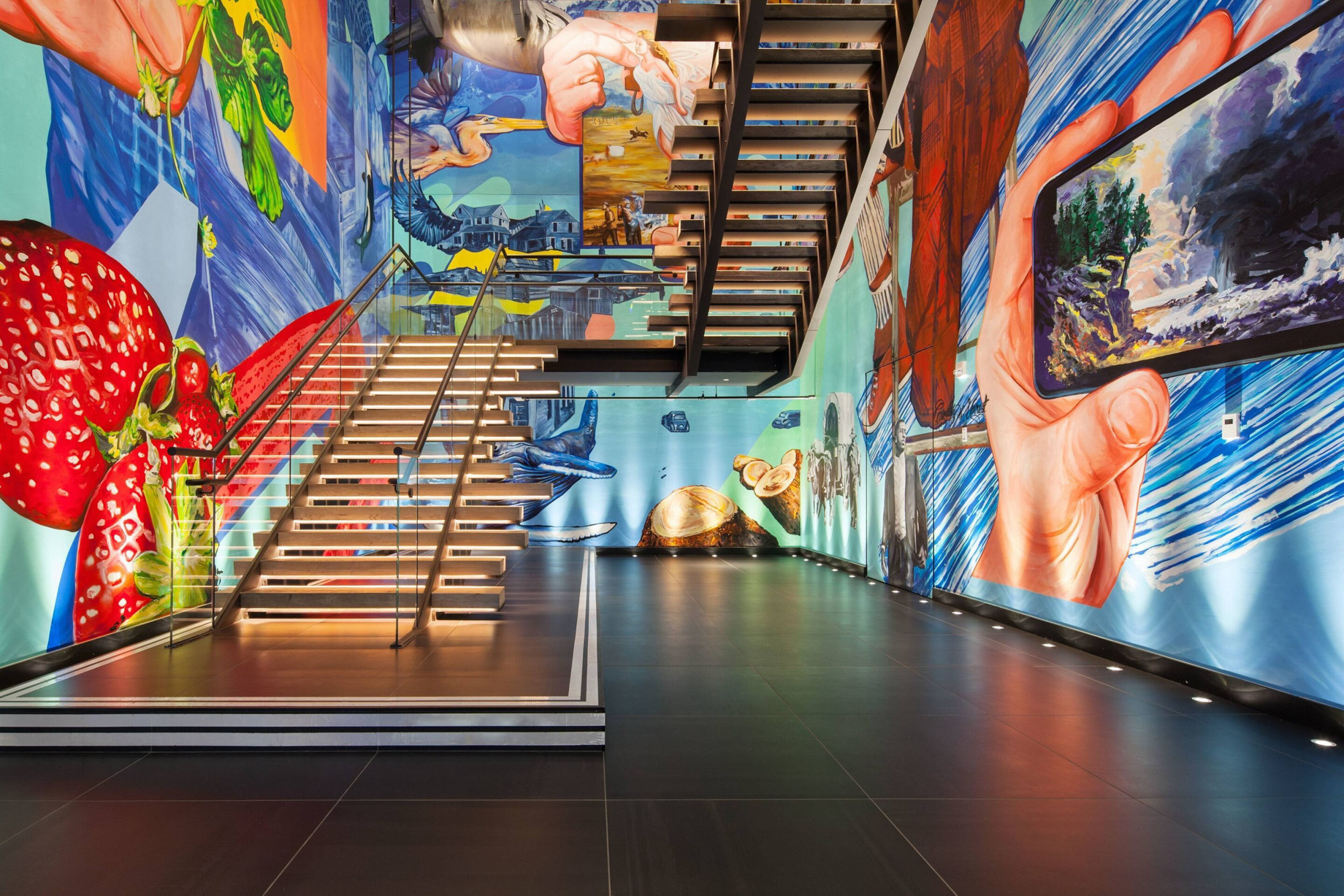 W Bellevue Hotel - Bellevue, WA, USA - Stairs Art Mural