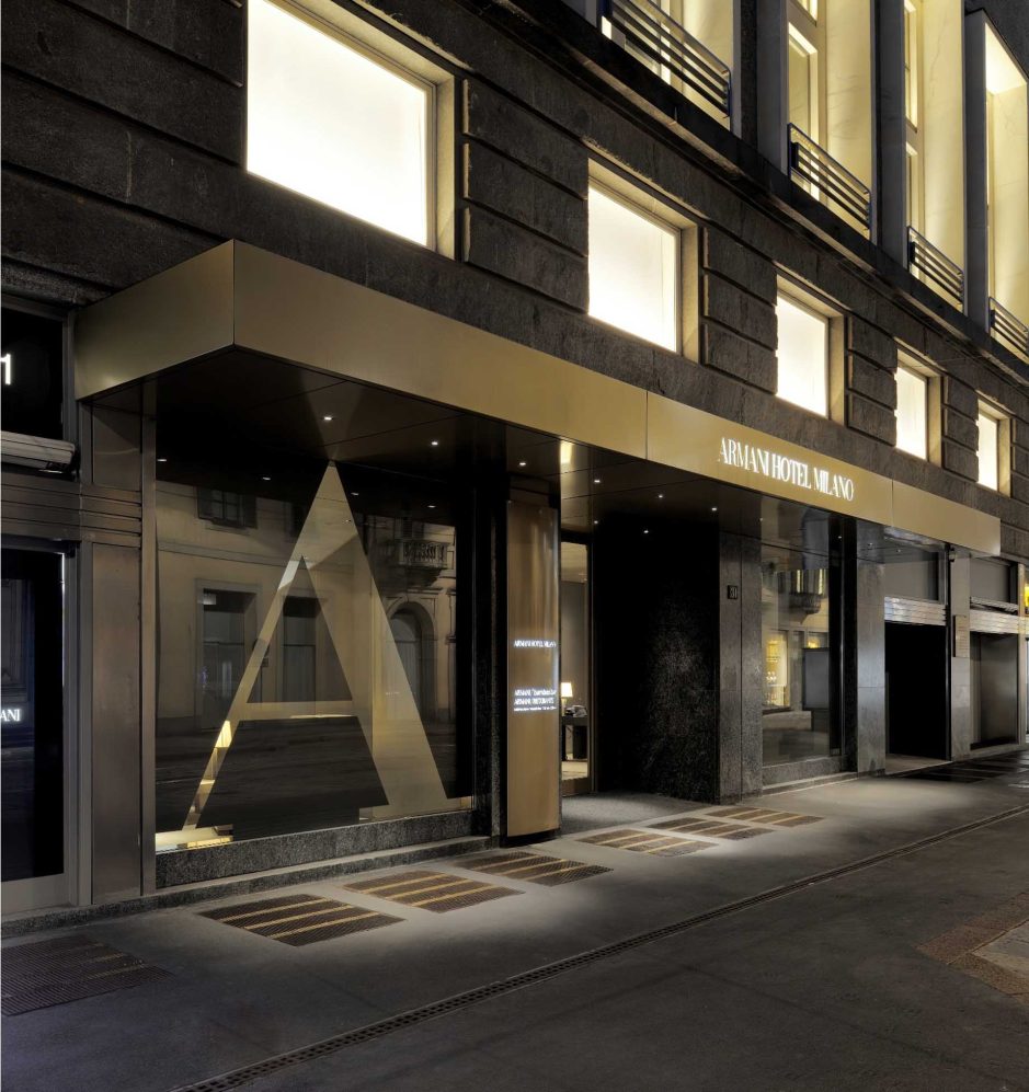 Armani Hotel Milano - Milan, Italy - Night Front Entrance Gold A
