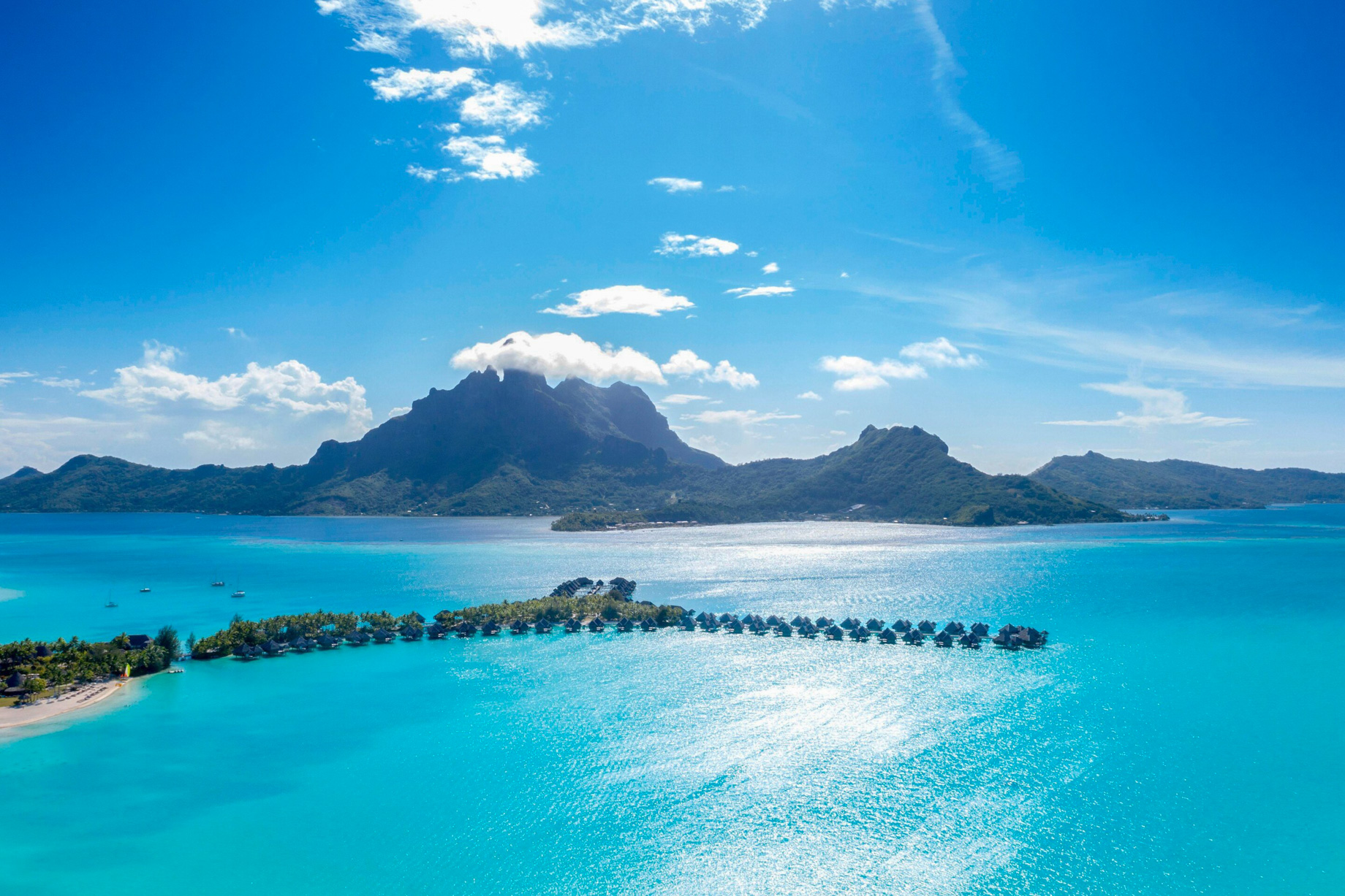 The St. Regis Bora Bora Resort - Bora Bora, French Polynesia - Aerial Resort Mountain View