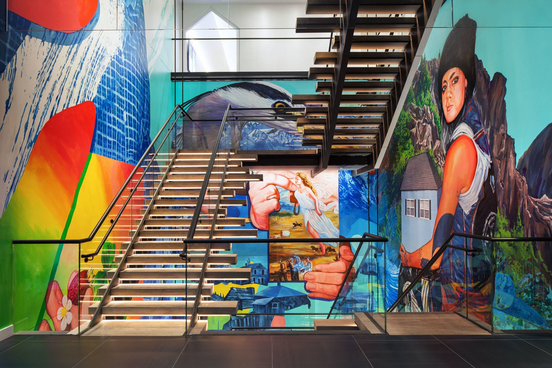 W Bellevue Hotel – Bellevue, WA, USA – Staircase Art Mural