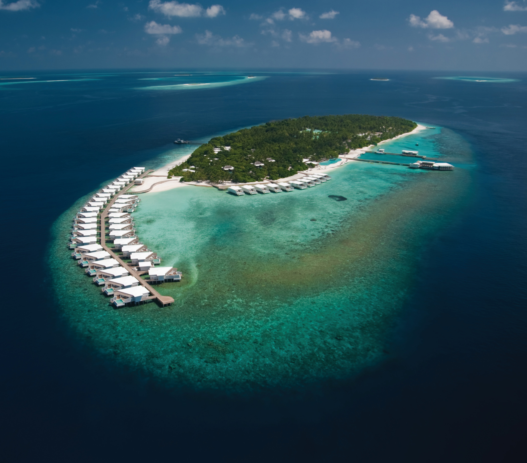 Amilla Fushi Resort and Residences – Baa Atoll, Maldives – Overwater Villa Aerial