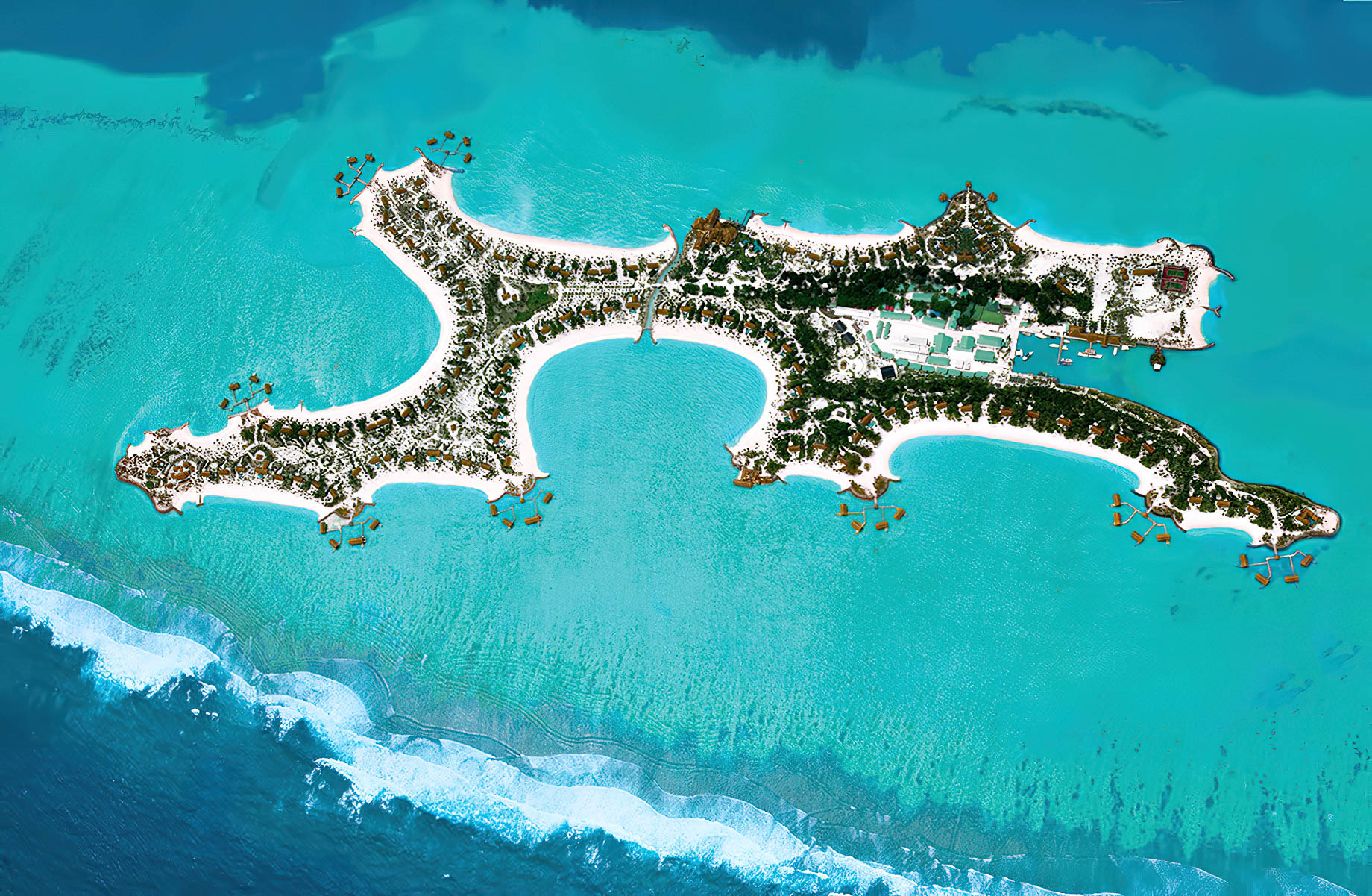 One&Only Reethi Rah Resort – North Male Atoll, Maldives – Resort Overhead Aerial