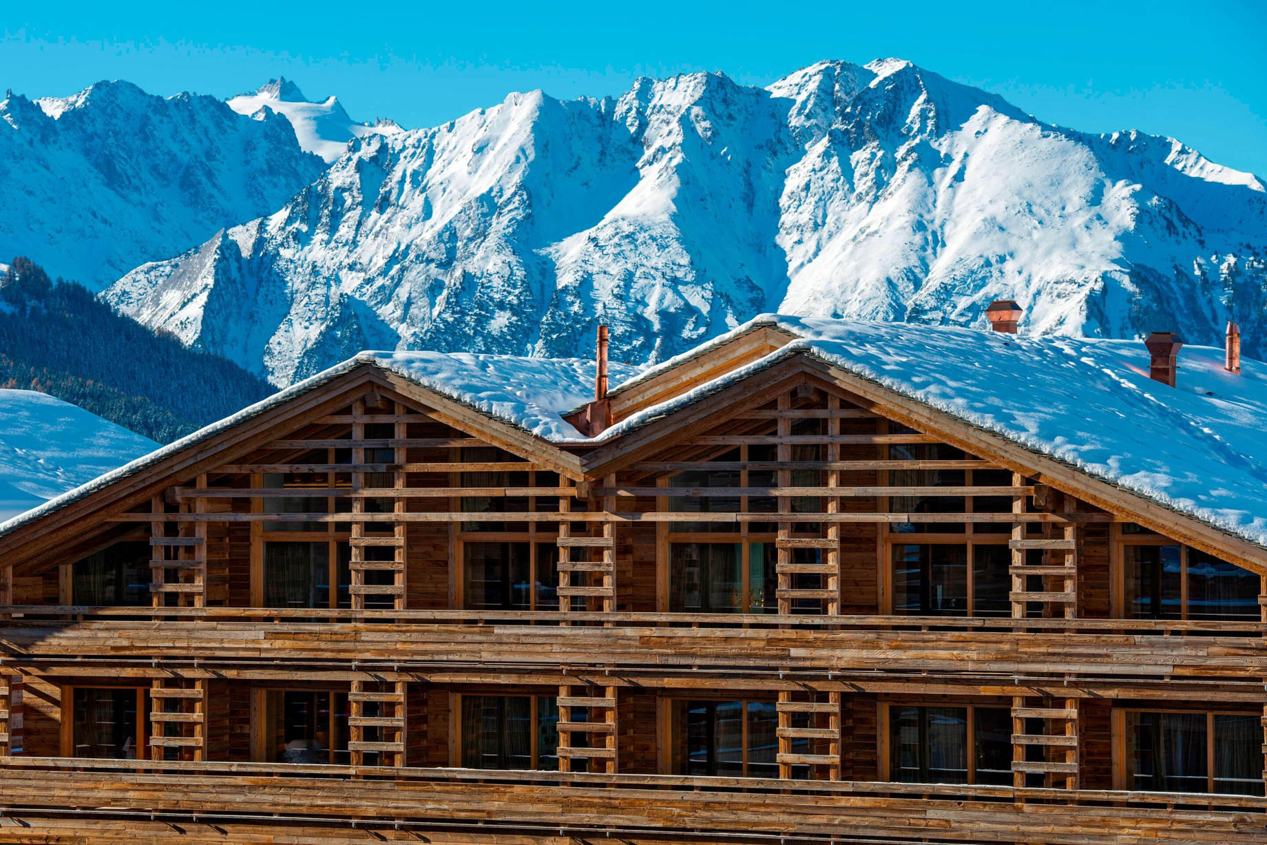 W Verbier Hotel – Verbier, Switzerland – Exterior Winter Mountain View