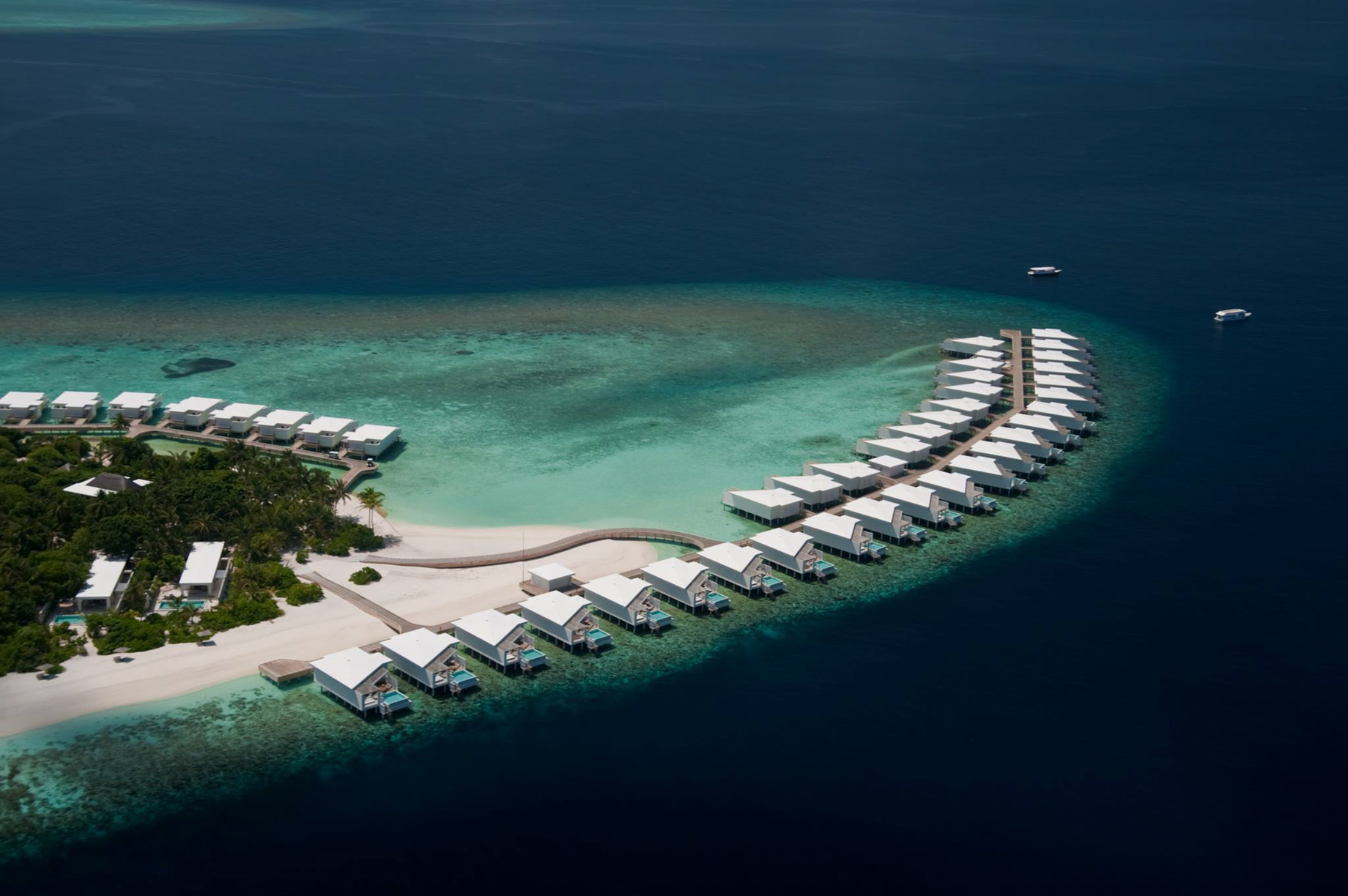 Amilla Fushi Resort and Residences – Baa Atoll, Maldives – Overwater Villa Aerial