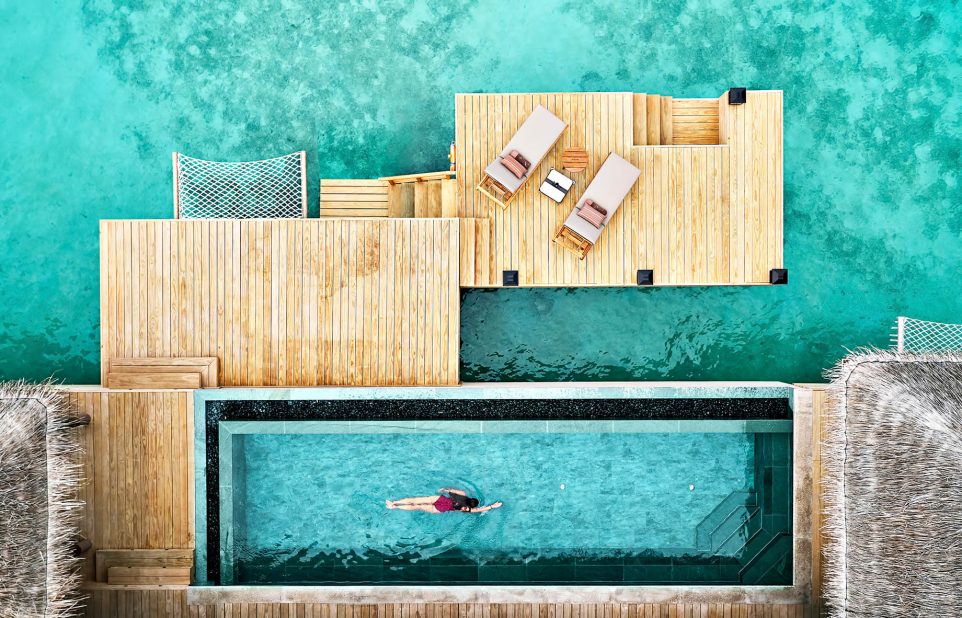 JOALI Maldives Resort - Muravandhoo Island, Maldives - Water Villa Infinity Pool Overhead