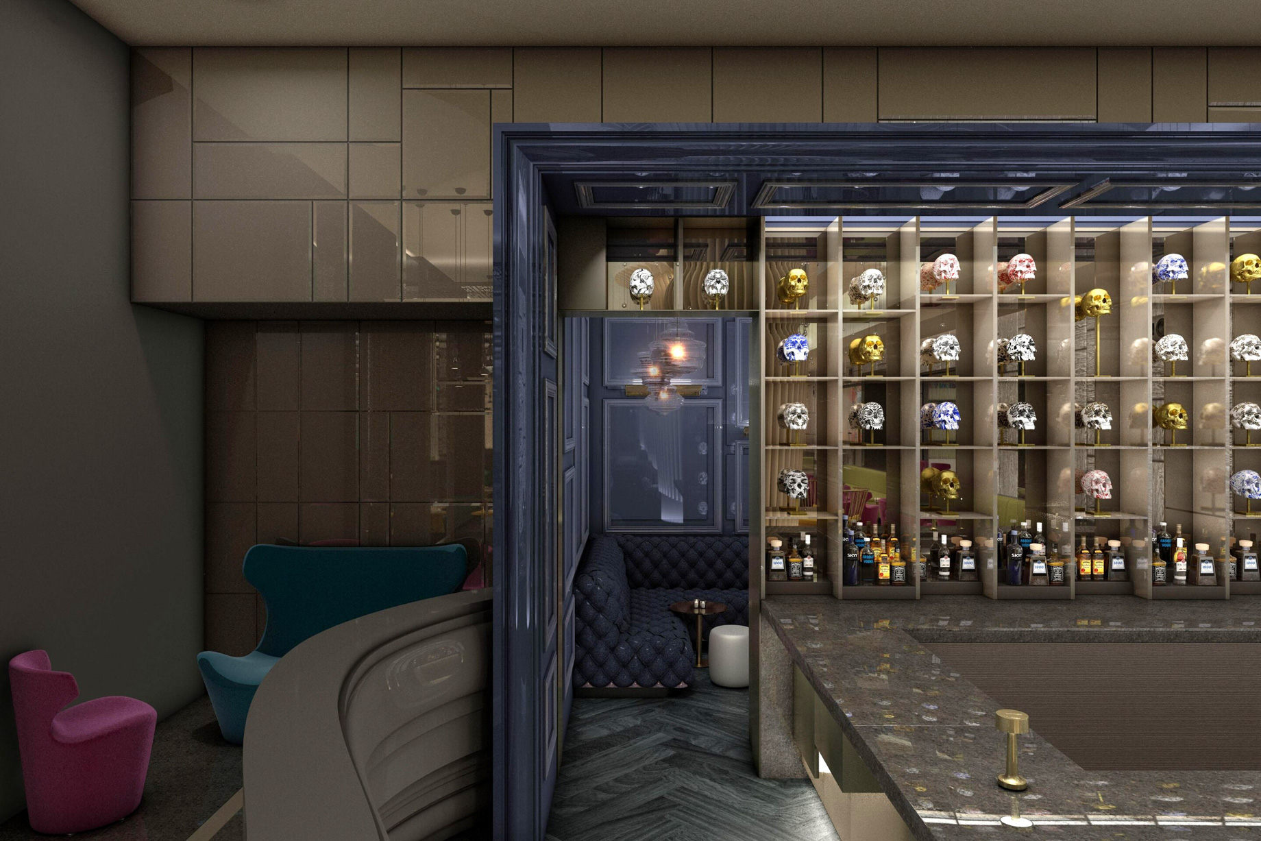 W Philadelphia Hotel – Philadelphia, PA, USA – Living Room Lounge VIP Room