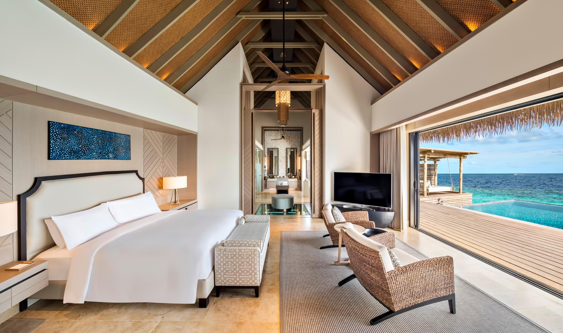 Waldorf Astoria Maldives Ithaafushi Resort - Ithaafushi Island, Maldives - Overwater Villa Master Bedroom